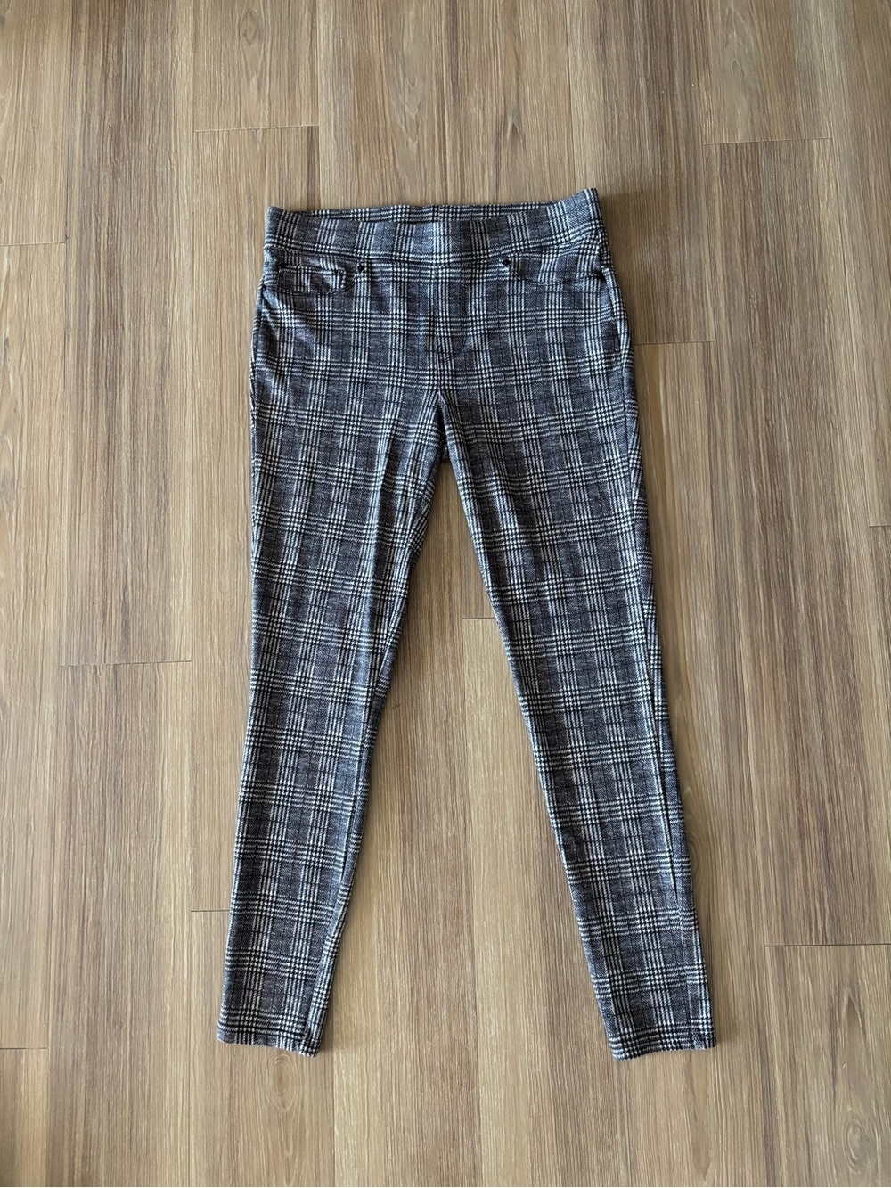 Seven7 Leggings Black White Plaid Houndstooth Pull On Pants M Preppy Twee Geek